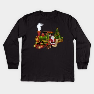 Santa Claus with a train Kids Long Sleeve T-Shirt